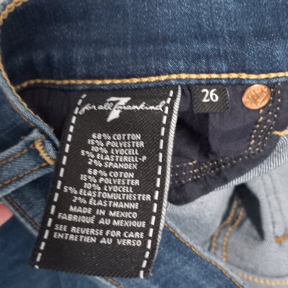 7 For All Mankind Asymmetrical Ankle Skinny Jeans Womens 26 Medium Blue - Picture 5 of 7